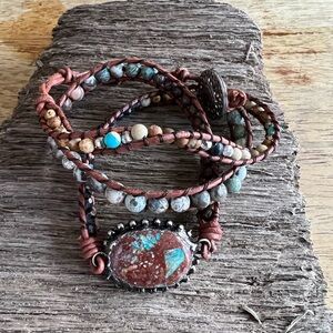 Bohemian Beaded Wrap Bracelet with Turquoise Accents